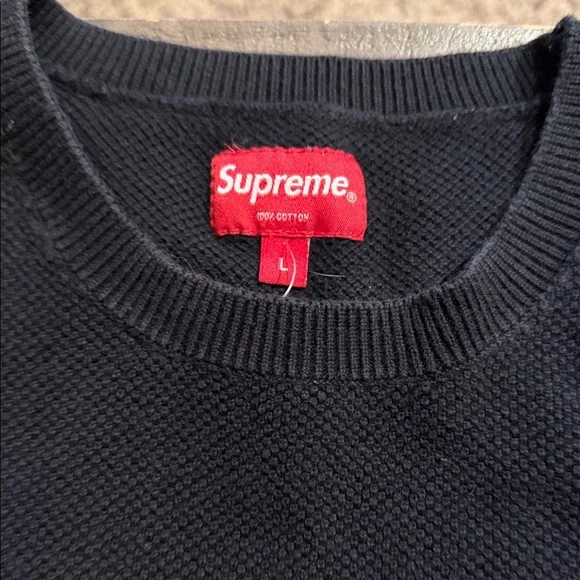 Supreme Colorblock Crewneck Sweater - Black and TanSupreme Split Pique Crewneck